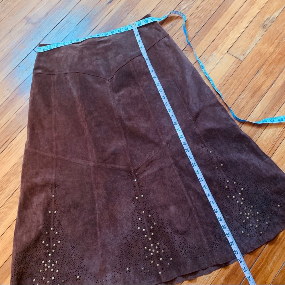Vintage Coldwater Creek brown LEATHER skirt. L - Picture 3 of 8
